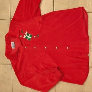 Vintage Alice Martin Red Velour Christmas Top Size Medium